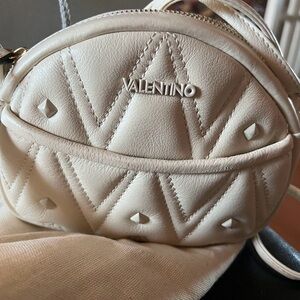 Mario Valentino Winter White Quilted Crossbody Bag